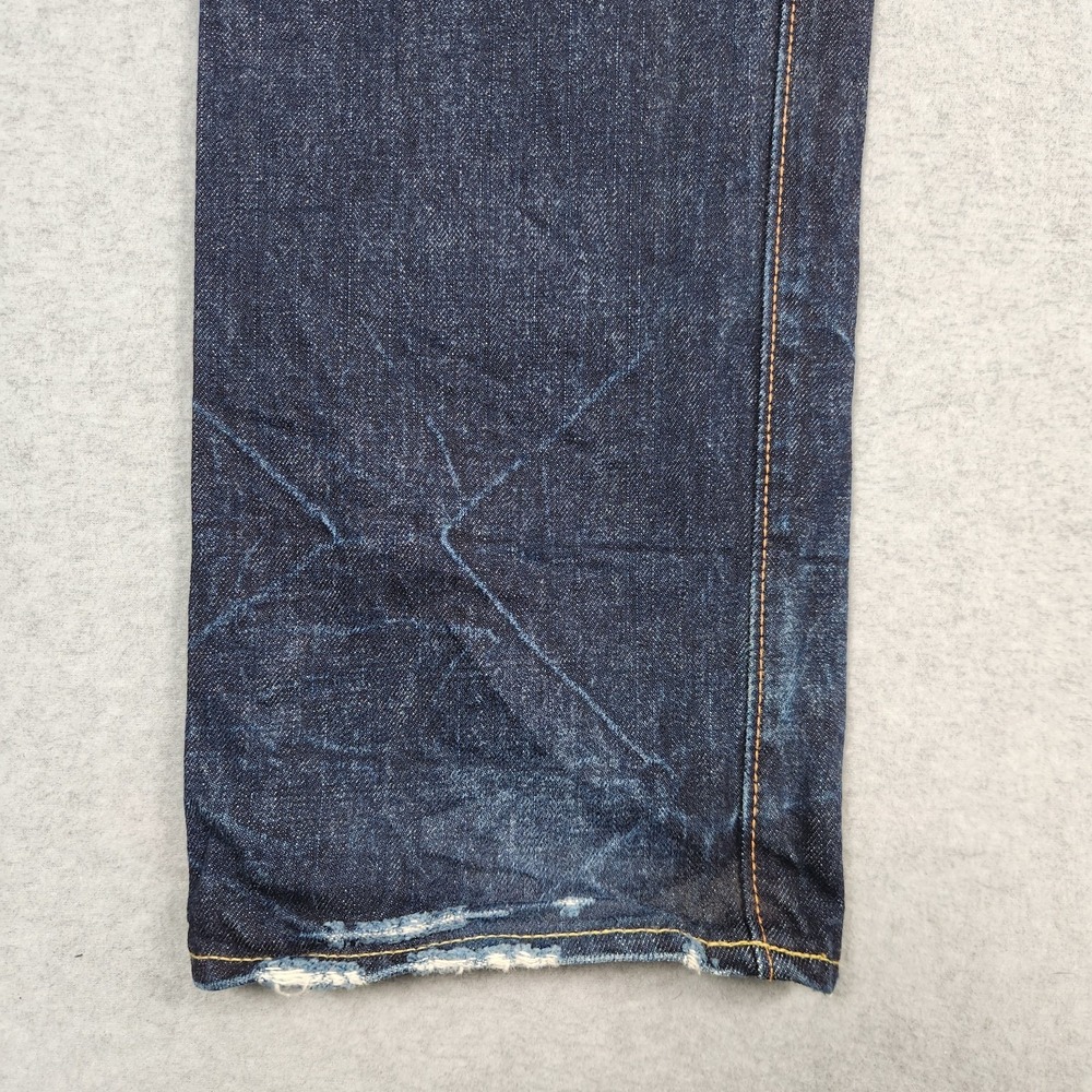 Chimala Jeans 31x34 Blue Raw Denim Straight Button Fly Distressed Made In Japan - Picture 7 of 16